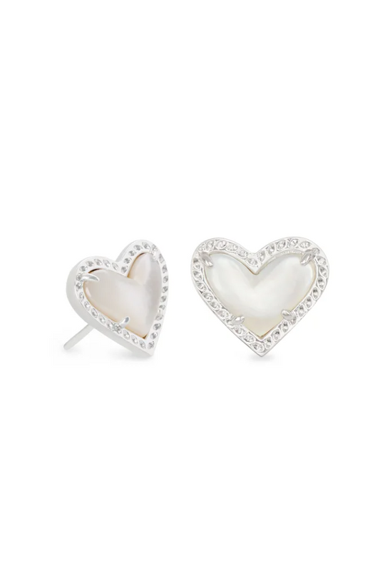 Ari Heart Studs in Mother of Pearl