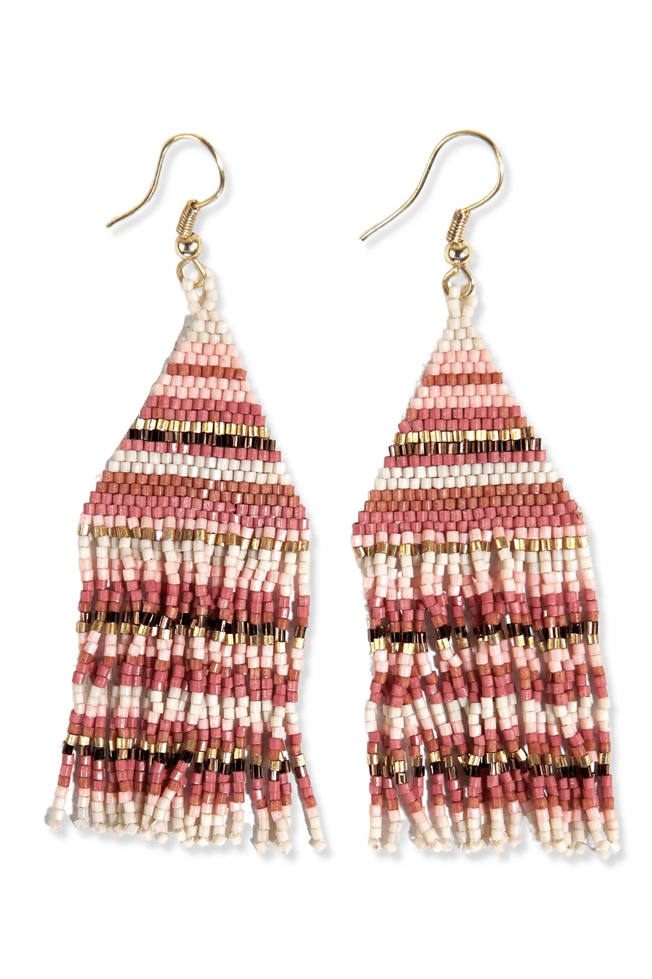 Lexie Horizontal Stripe Beaded Fringe Earrings
