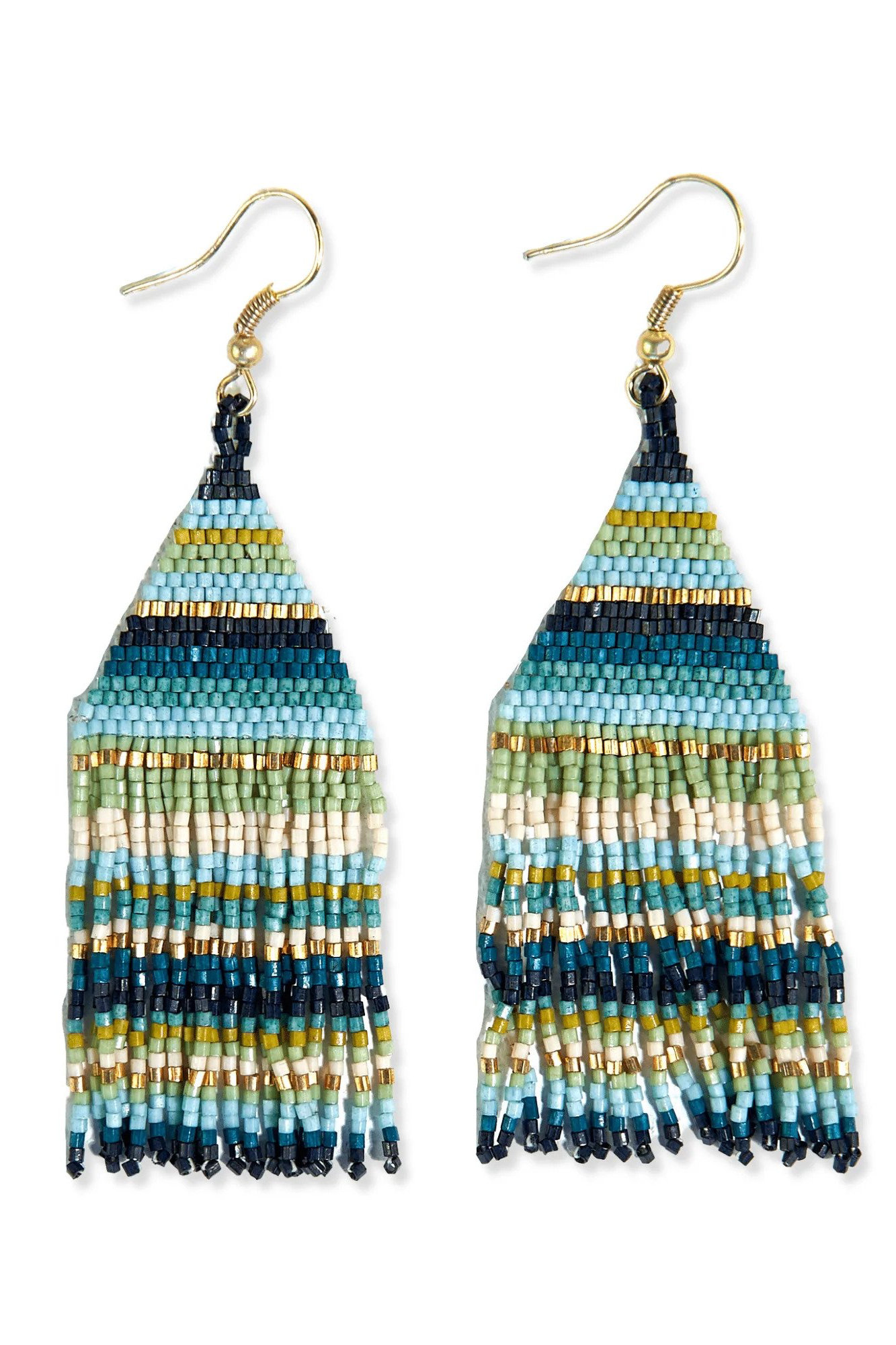 Lexie Horizontal Stripe Beaded Fringe Earrings
