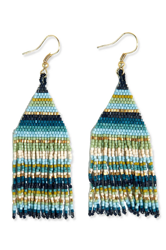 Lexie Horizontal Stripe Beaded Fringe Earrings