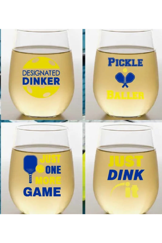 PICKLEBALL SAYINGS Shatterproof Wine Glasses