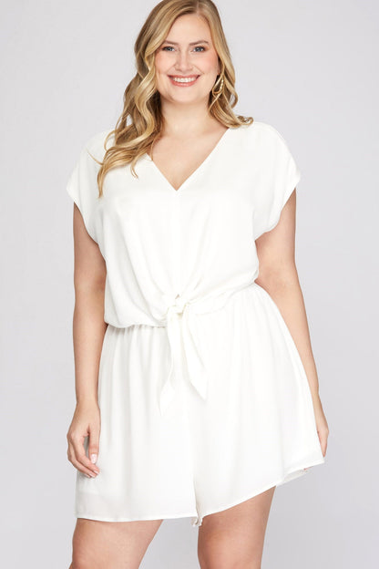 Drop-Shoulder Front-Tie Romper