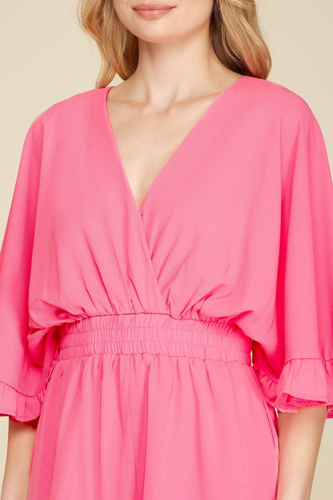 Ruffled Dolman-Sleeve Romper