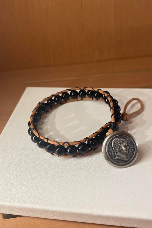 Men's Beads & Stone Bracelets AUTHENTIC LEATHER