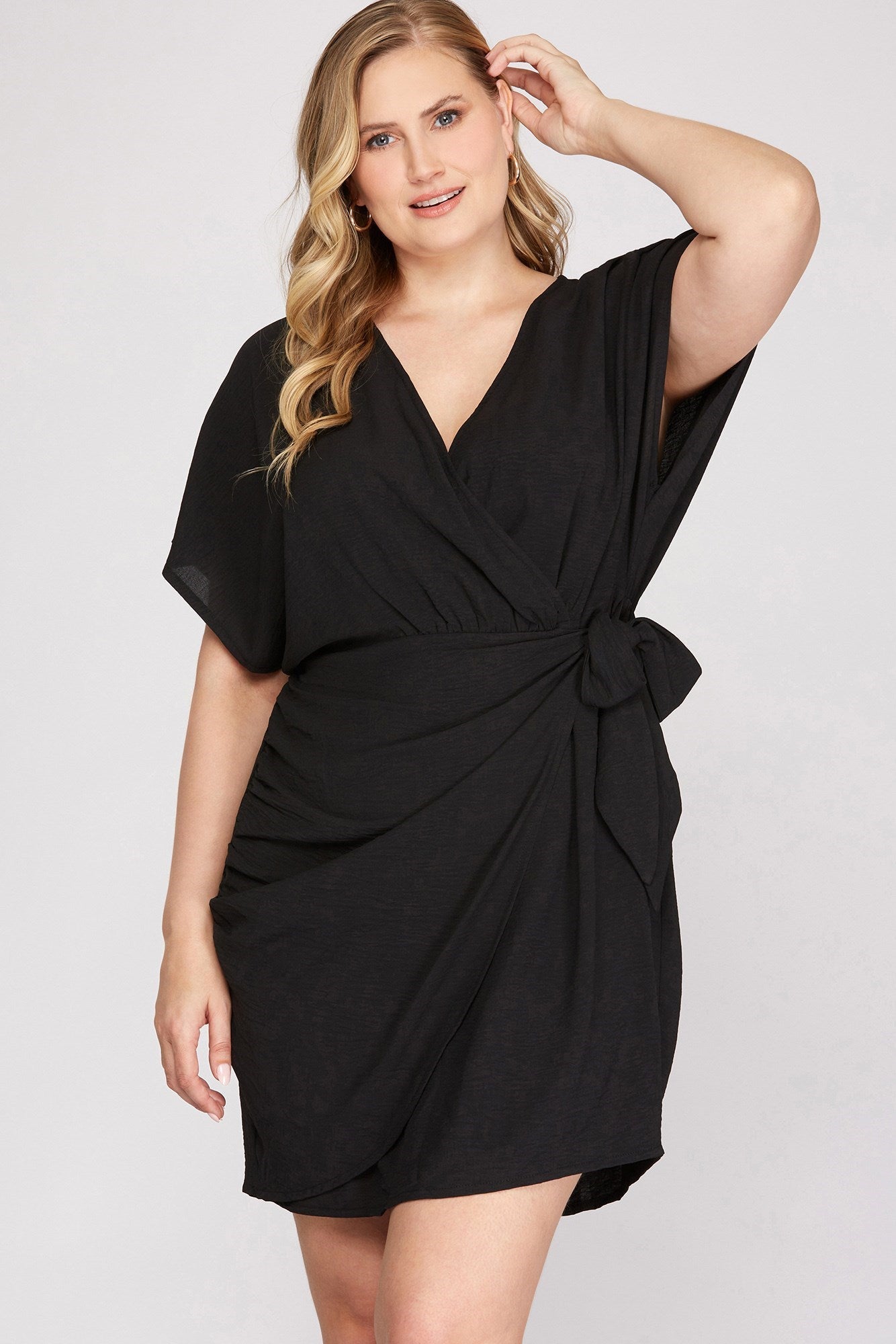 Dolman-Sleeve Side-Tie Dress