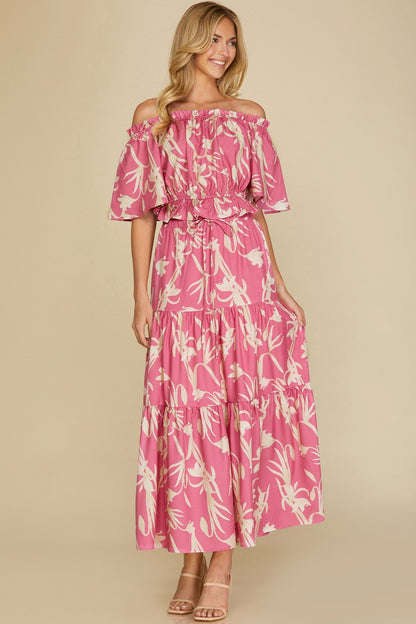 Print Tiered Maxi-Skirt