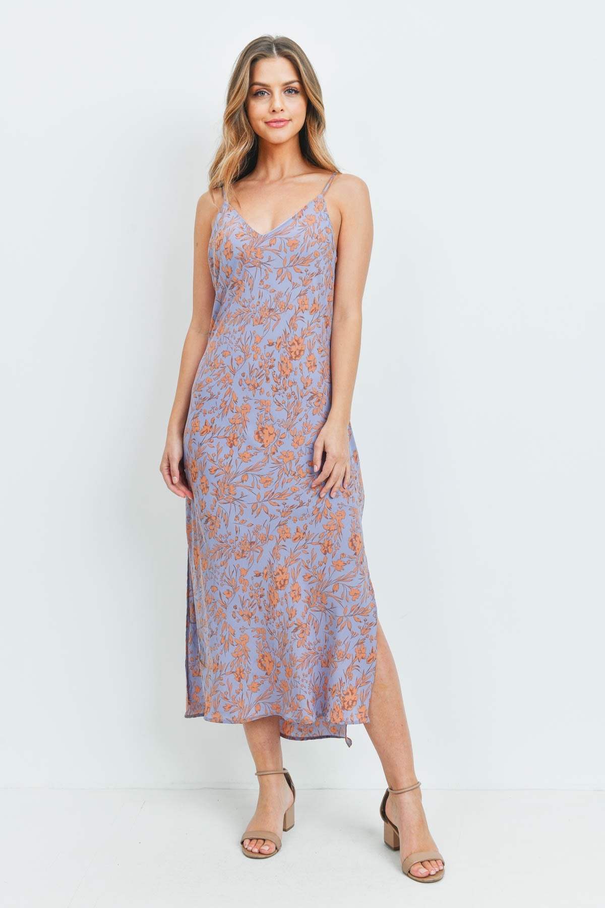 Lavender Floral Midi Dress