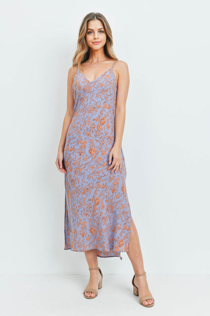 Lavender Floral Midi Dress