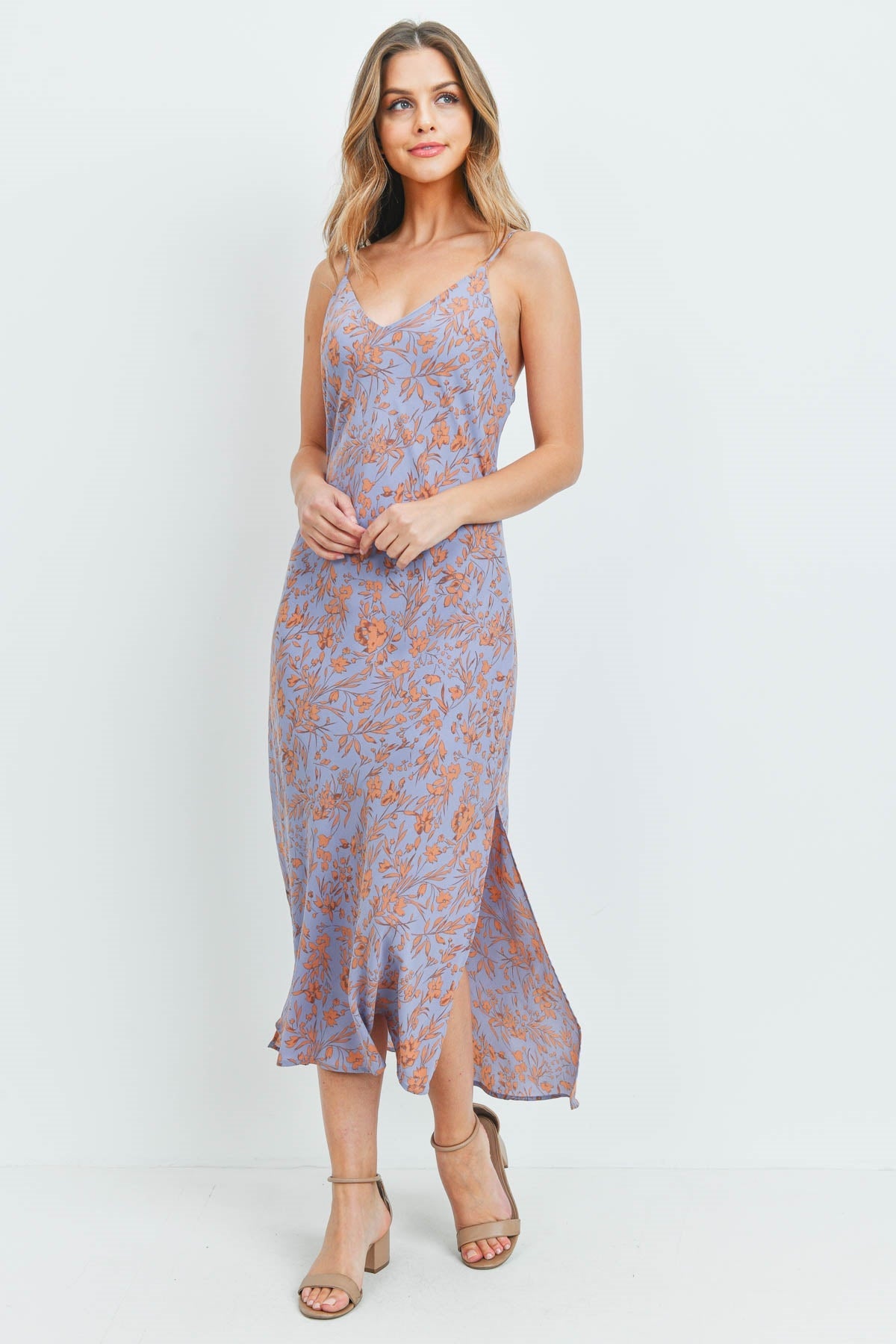 Lavender Floral Midi Dress