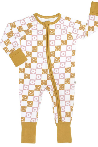 Happy Daze Pink Bamboo Convertible Baby Pajama