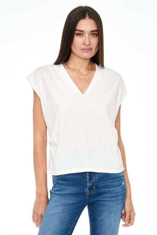 Carson V-Neck Muscle Tee- La Blanc