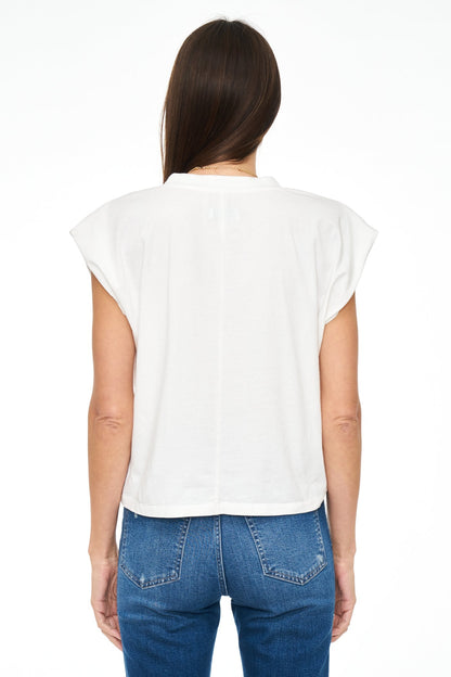 Carson V-Neck Muscle Tee- La Blanc