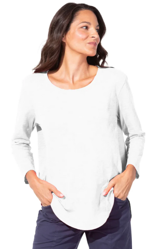 Cotton Slub High-Lo 3/4 Sleeve Tee