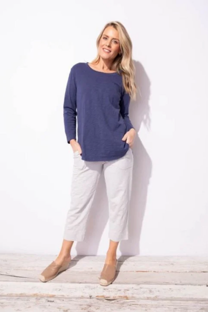 Cotton Slub High-Lo 3/4 Sleeve Tee