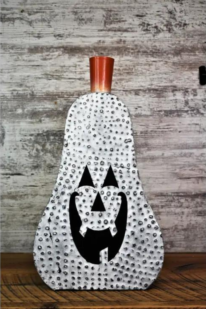 Metal White Pumpkin Luminary "10x18"