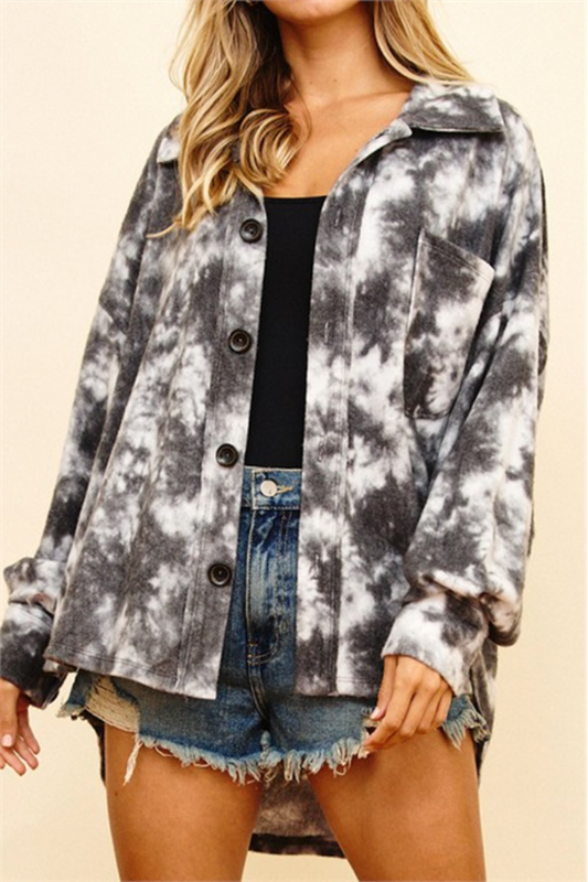 CHARCOAL TIE DYE TOP