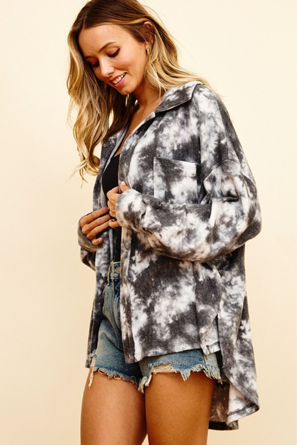 CHARCOAL TIE DYE TOP
