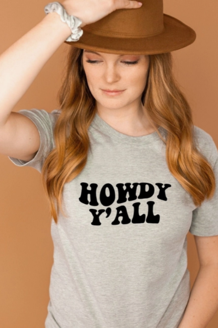 Howdy Y'ALL Shirt Country Western Graphic Tee For Women