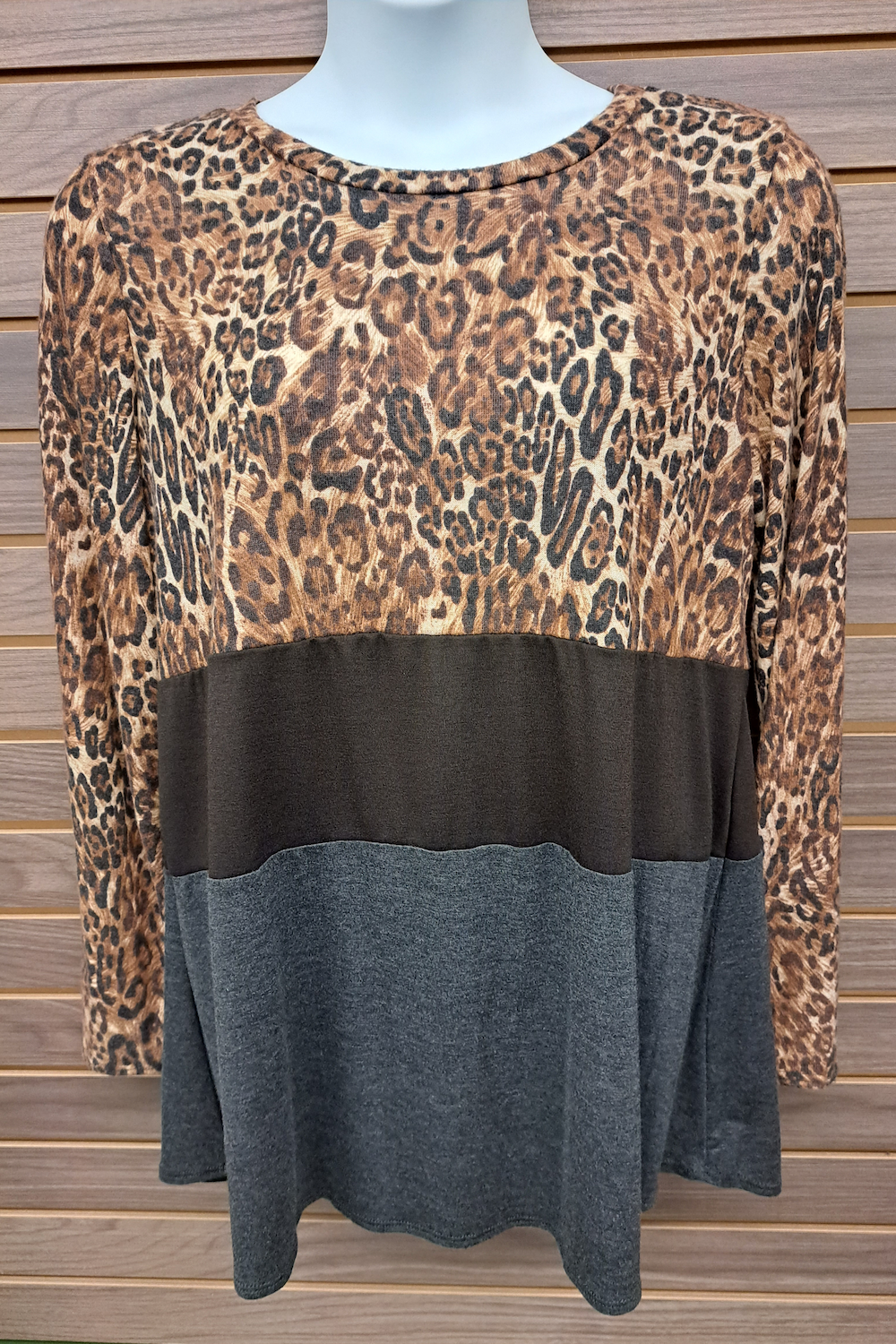 Color block leopard top