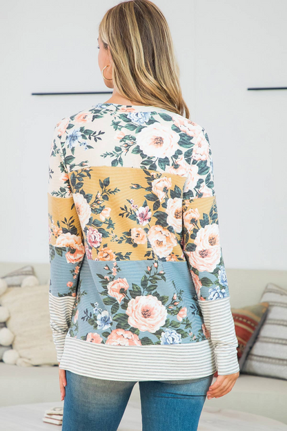 Color Block Rib Floral