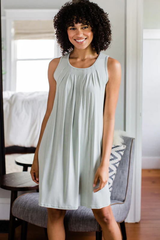 DELIA GATHERED TANK BAMBOO NIGHTGOWN
