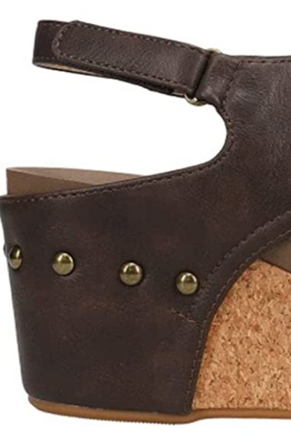 CARLEY WEDGE HEEL SANDALS - Chocolate Smooth
