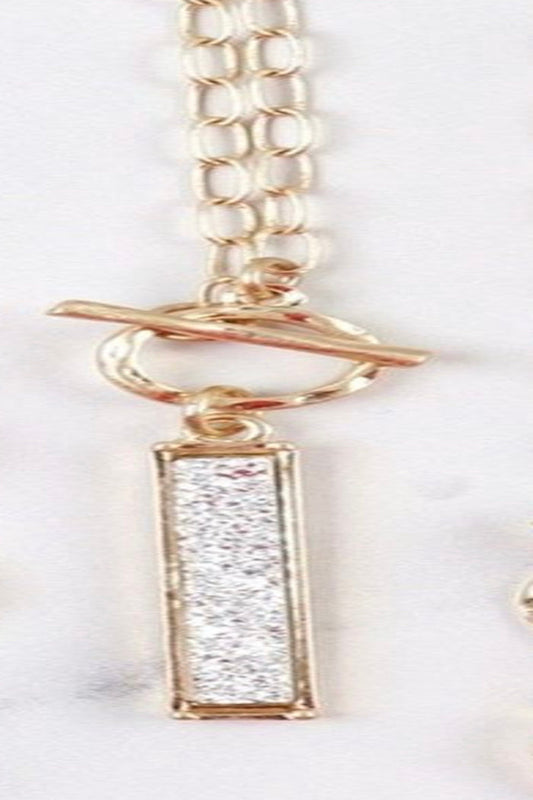 Druzy pendant necklace w/ earrings
