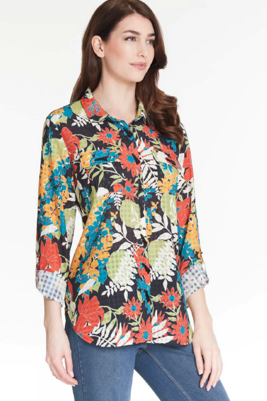 Long slv roll tab hi lo shirt
