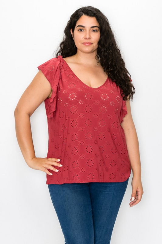 Peplum V Neck Top