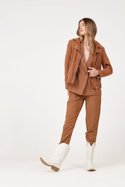 Karyn Leather Jacket- Cognac