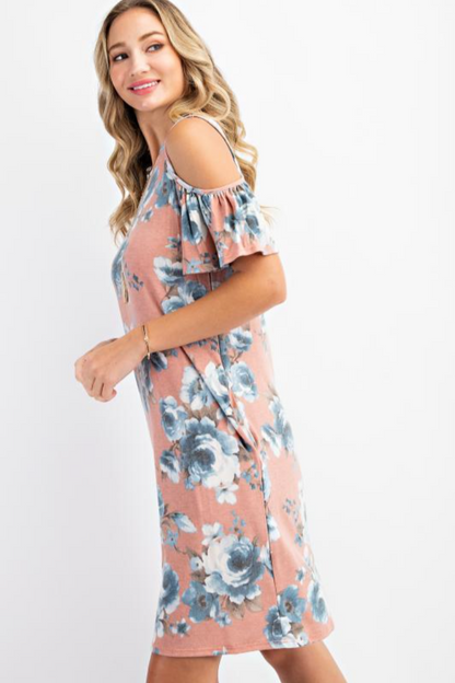 Floral cold shoulder fly away sleeve