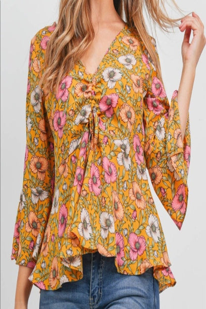 Floral Flowing Boho Babydoll Top