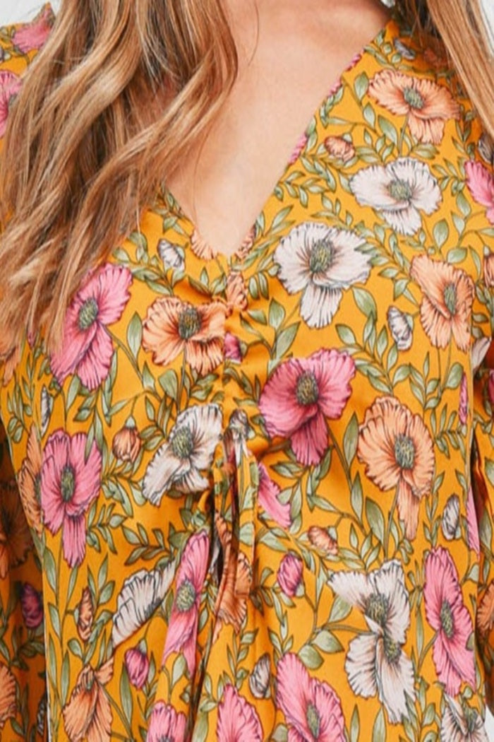 Floral Flowing Boho Babydoll Top