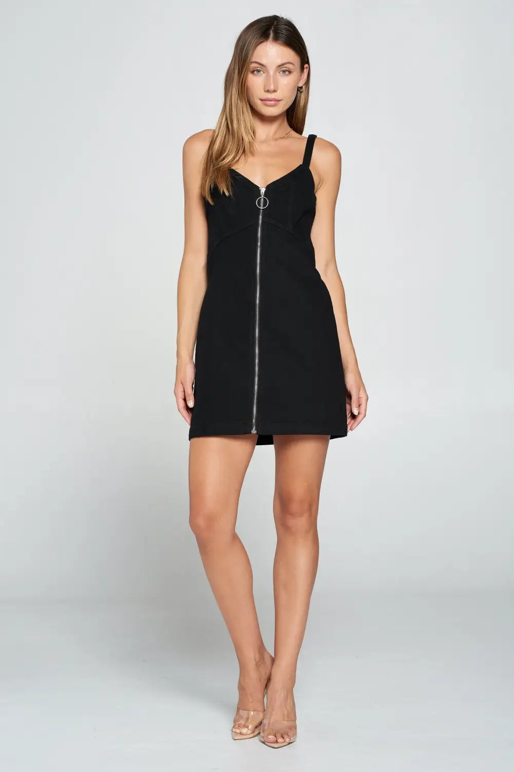 Denim Zip sleeveless Dress