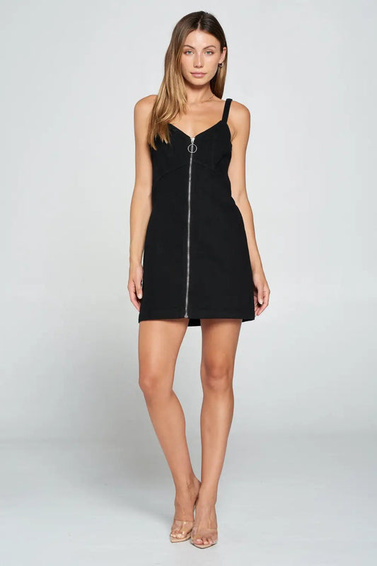 Denim Zip sleeveless Dress