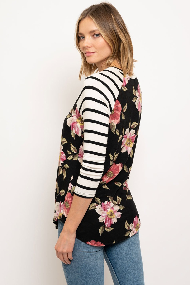 Floral with stripe sleeves