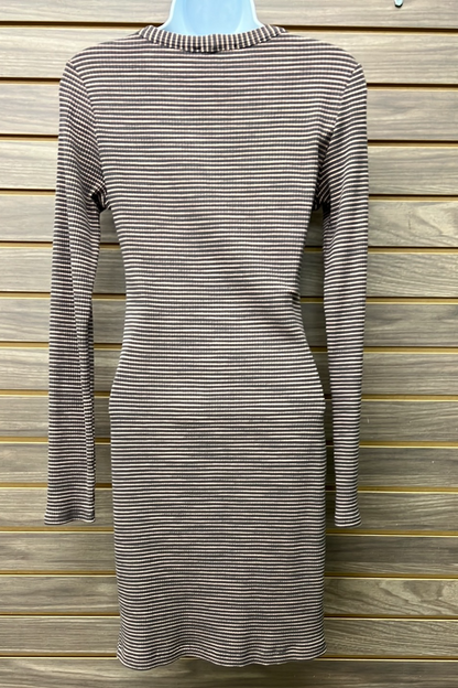 Gray & Pink striped button-down dress