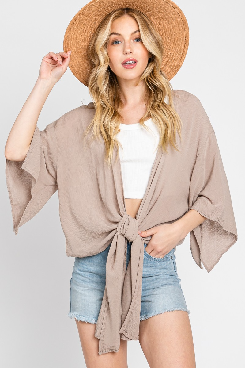 Gauze Kimono Tie Top