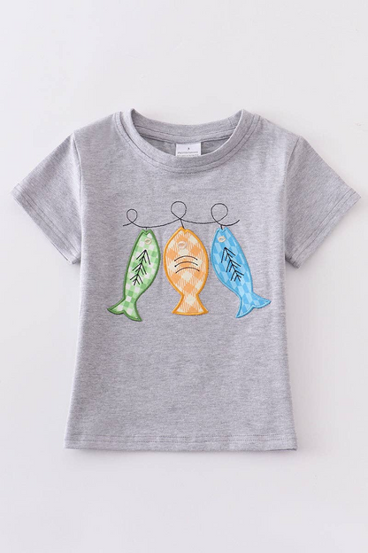 Grey fish applique