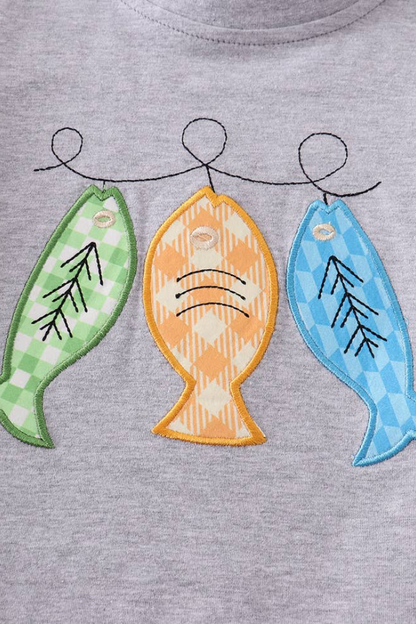 Grey fish applique