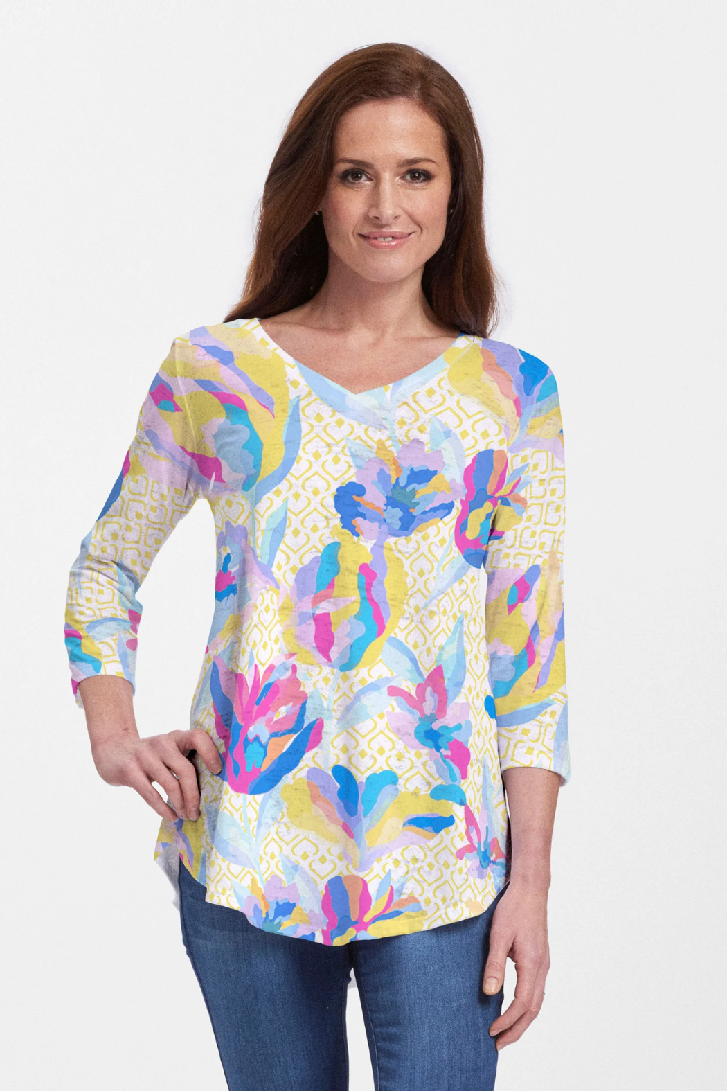 Floral Spades ~ V-neck Flowy Tunic