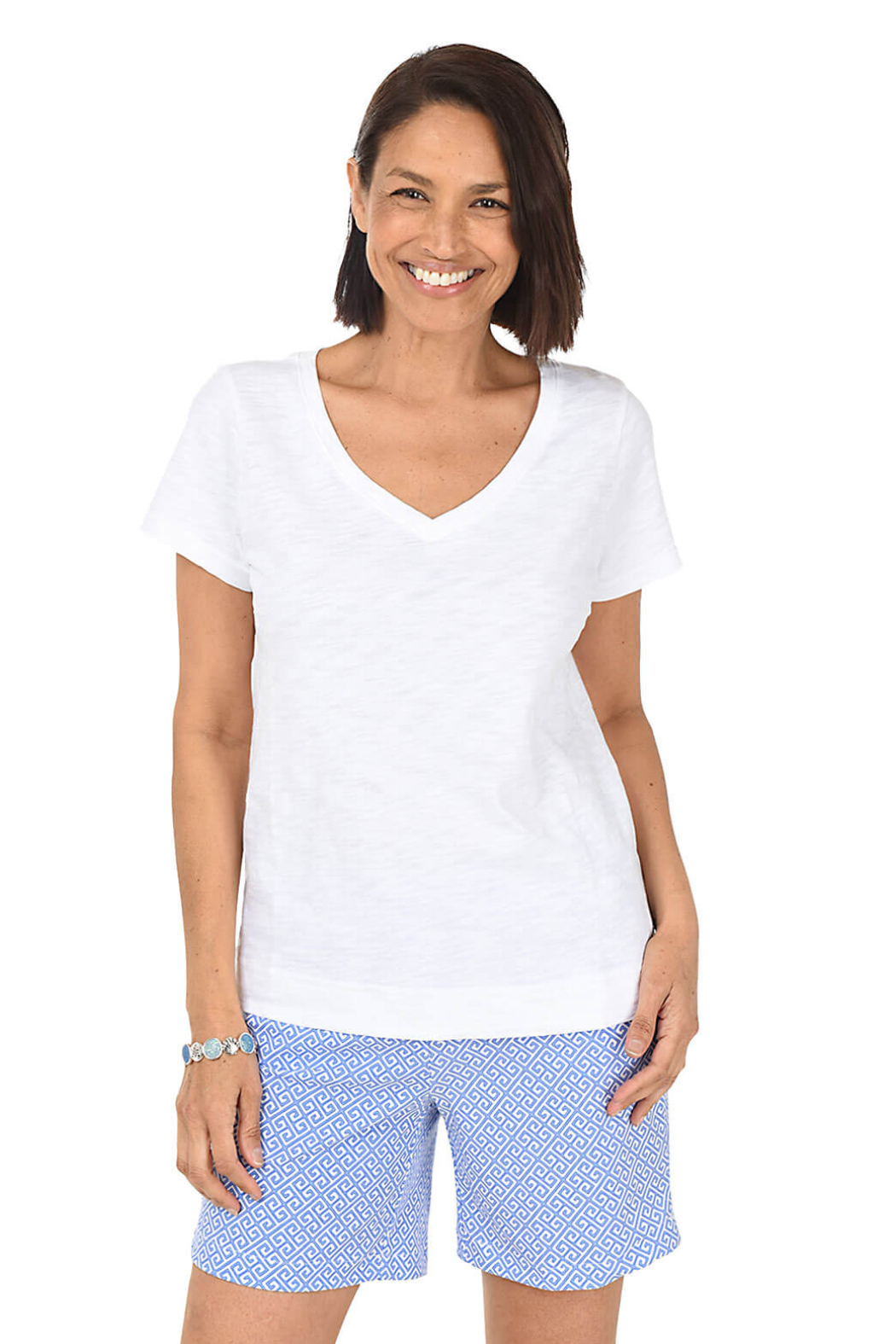 Cotton Slub-Knit V-Neck Tee