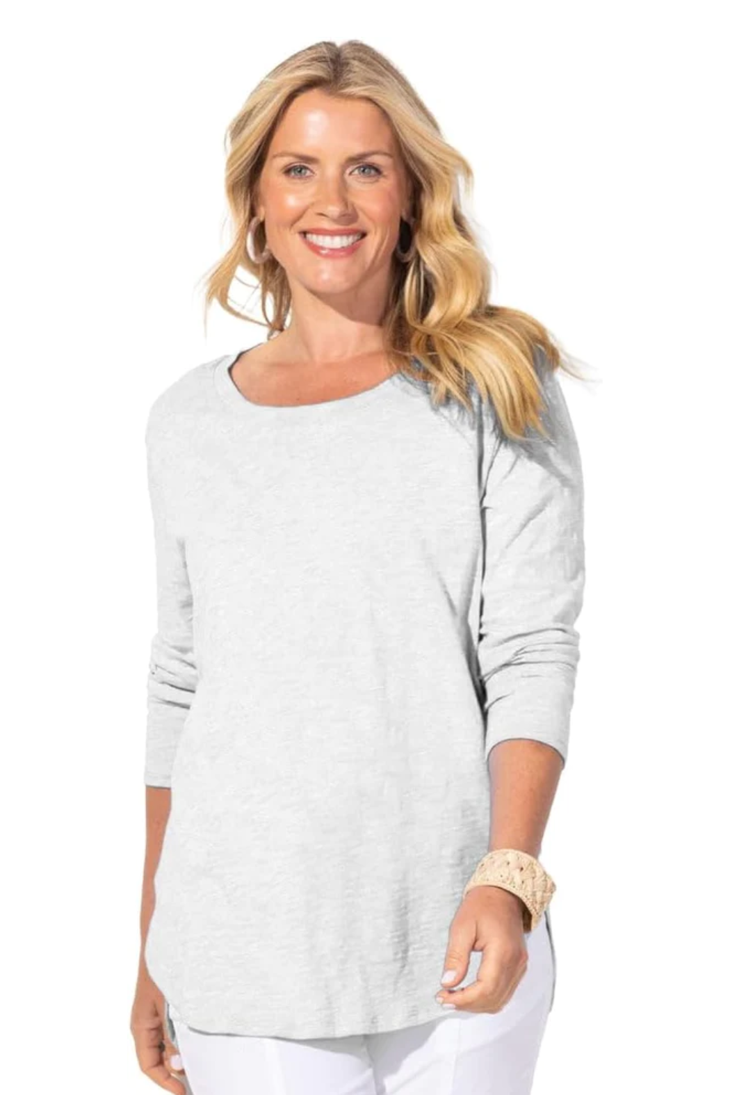 Cotton Slub High-Lo 3/4 Sleeve Tee