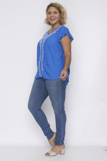 Jewel Neck Aztec Floral Print