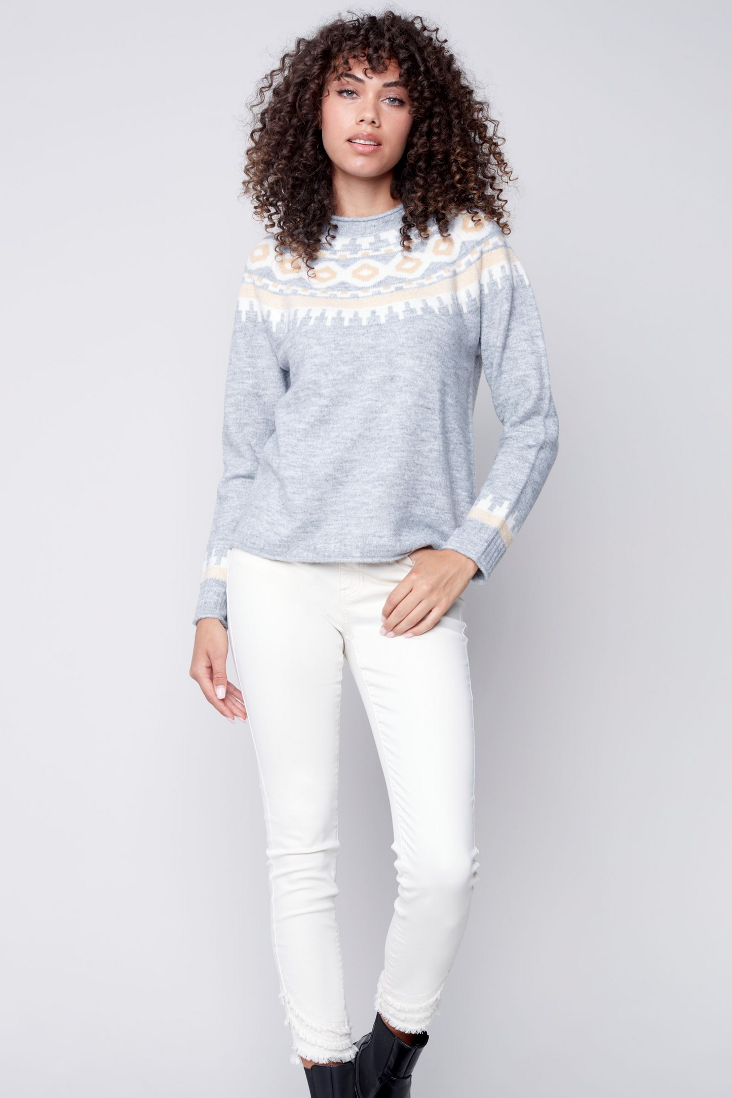 RAGLAN SLEEVE SKI SWEATER JACQUARD DESIGN
