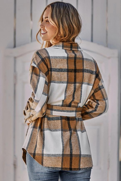 Plaid Pattern Button Closure Casual Jacket