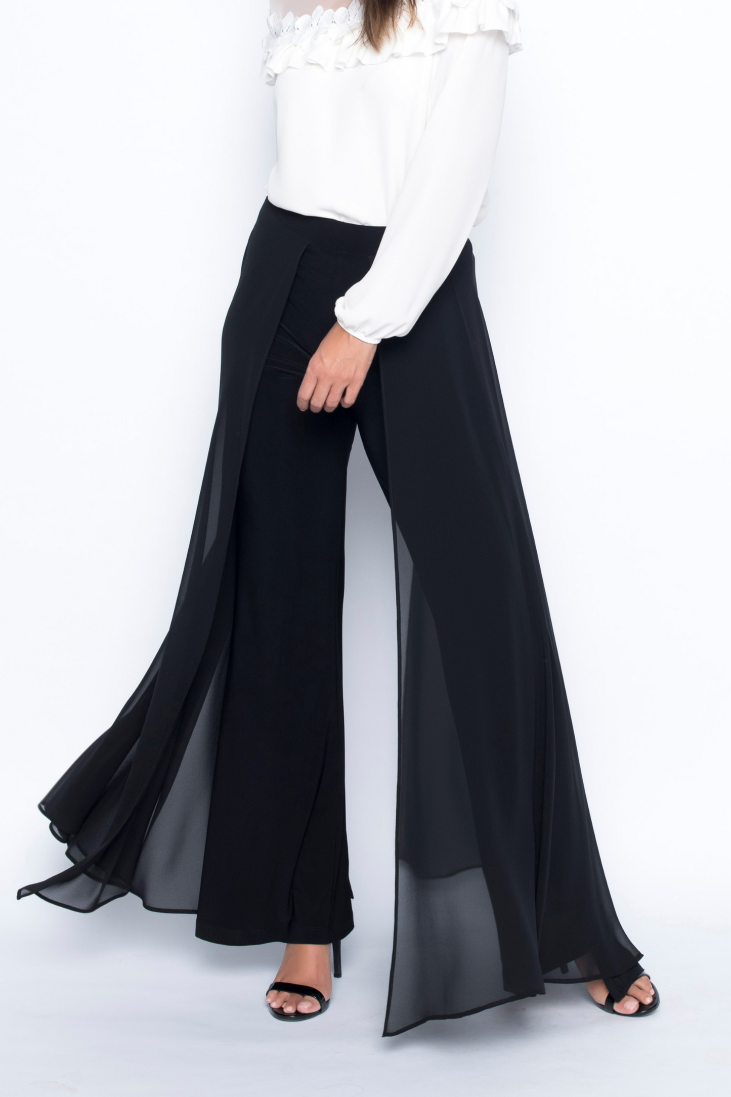 Unlined Palazzo Pant with Chiffon overlay