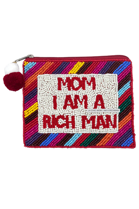 Mom I am a rich man beaded bag