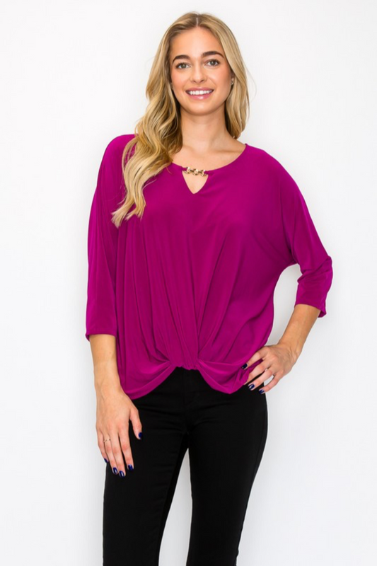 Chain Trim Dolman Sleeve Top