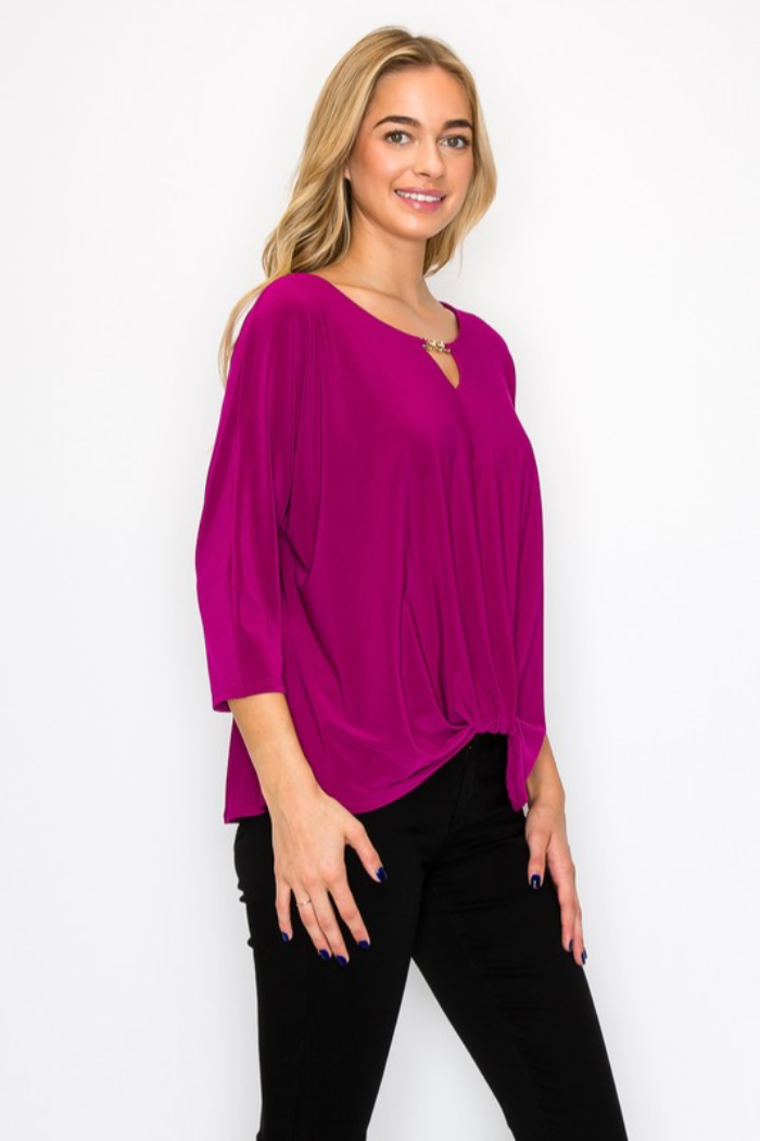 Chain Trim Dolman Sleeve Top